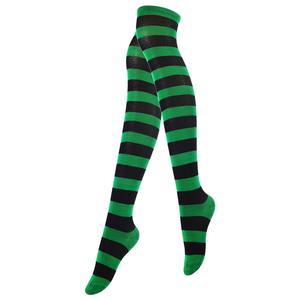 الصورة المصغرة: RMSWEETYIL Striped Thigh High Socks for Women Cute Goth Lolita Over The Knee Soc