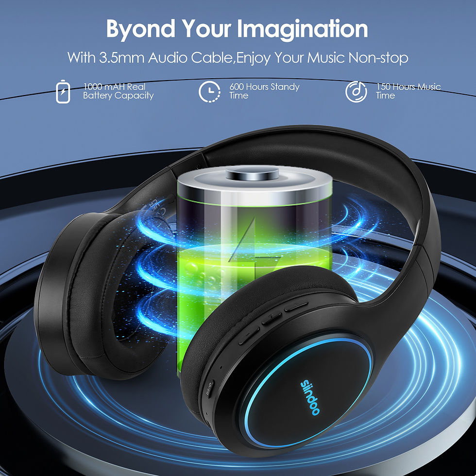 Thumbnail: Siindoo JH-919C RGB Light Wireless Bluetooth Headphones Foldable Stereo Earphone