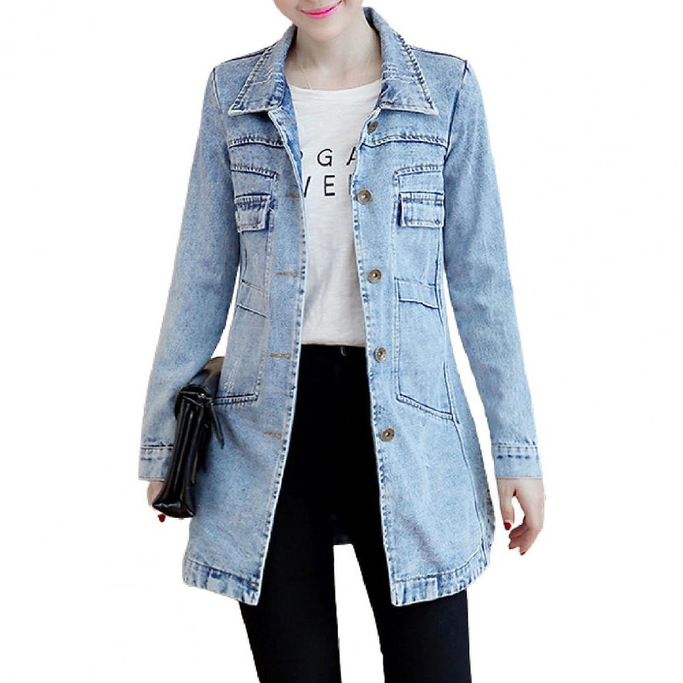 الصورة المصغرة: Fashion Single Breasted Long Denim Jacket Shrink Resistant Women Jacket Irregula