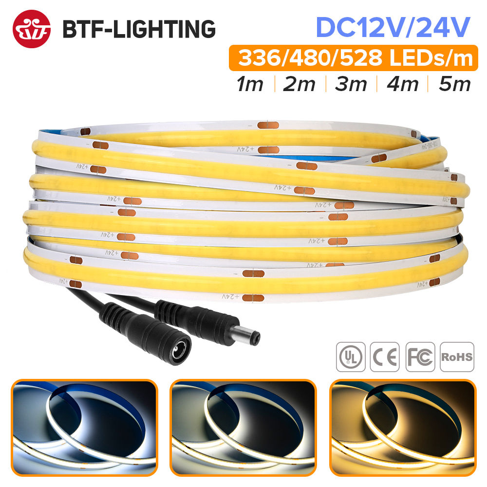 FCOB LED Strip Light 336 480 528 LED High Density Flexible FOB COB Led Light RA9
