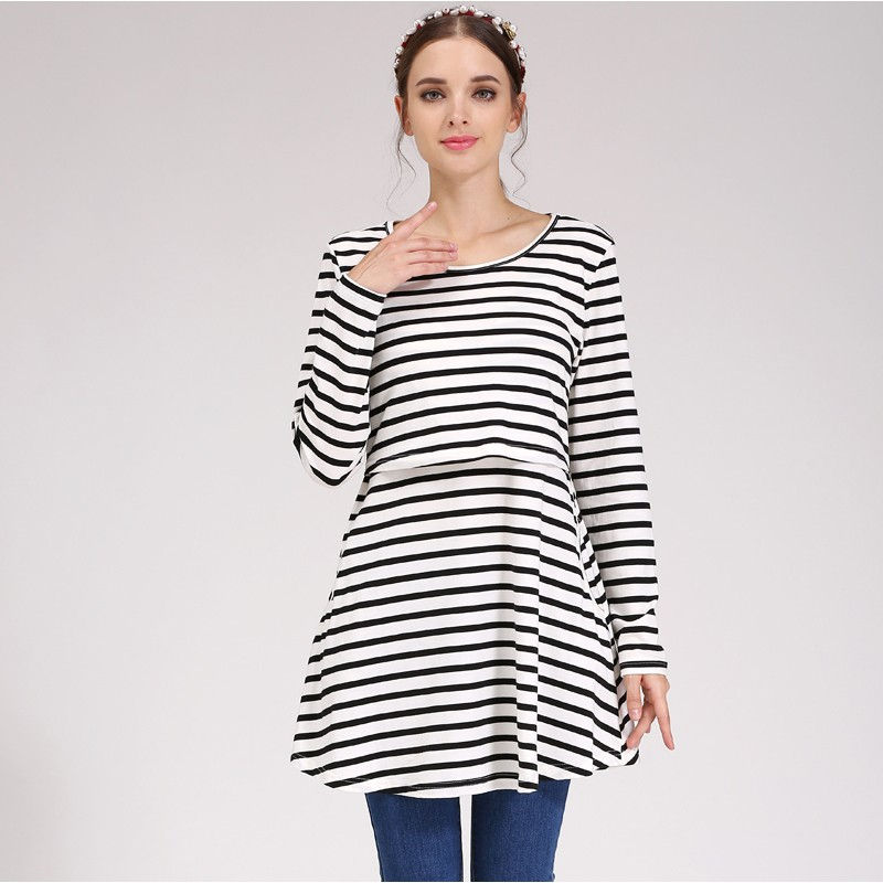 Thumbnail: Long Maternity Clothes Pregnant Women Clothes Cotton Spring T-Shirts Lactation T
