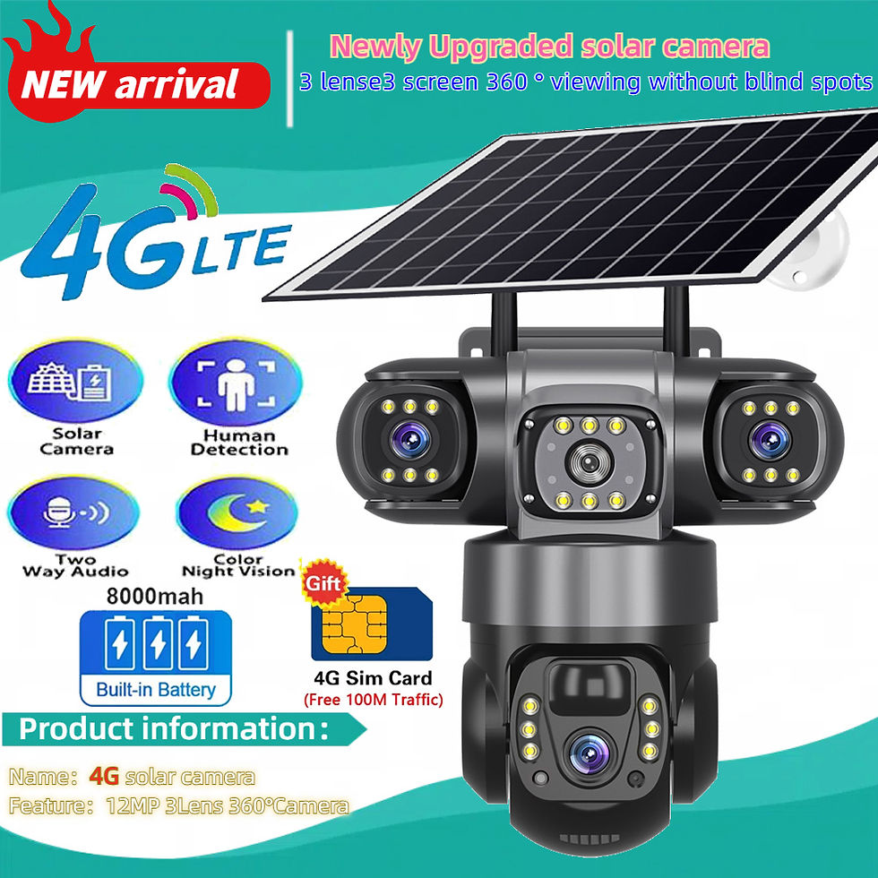 Solar Camera 4G Sim Outdoor 3 Lens 3 Screen 10X Zoom PIR Human Detect Cameras Wa