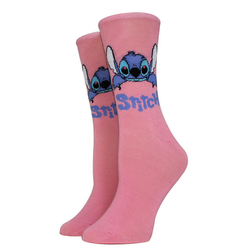 الصورة المصغرة: 5 Pairs New Casual Cartoon Women Socks Middle Tube Stitch Socks Happy Funny Supe