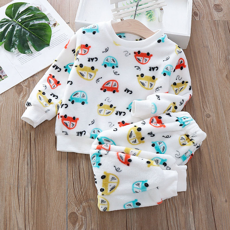 Thumbnail: IYEAL Baby Boy Girl Clothes Pajamas Set Flannel Fleece Toddler Children Warm Sle