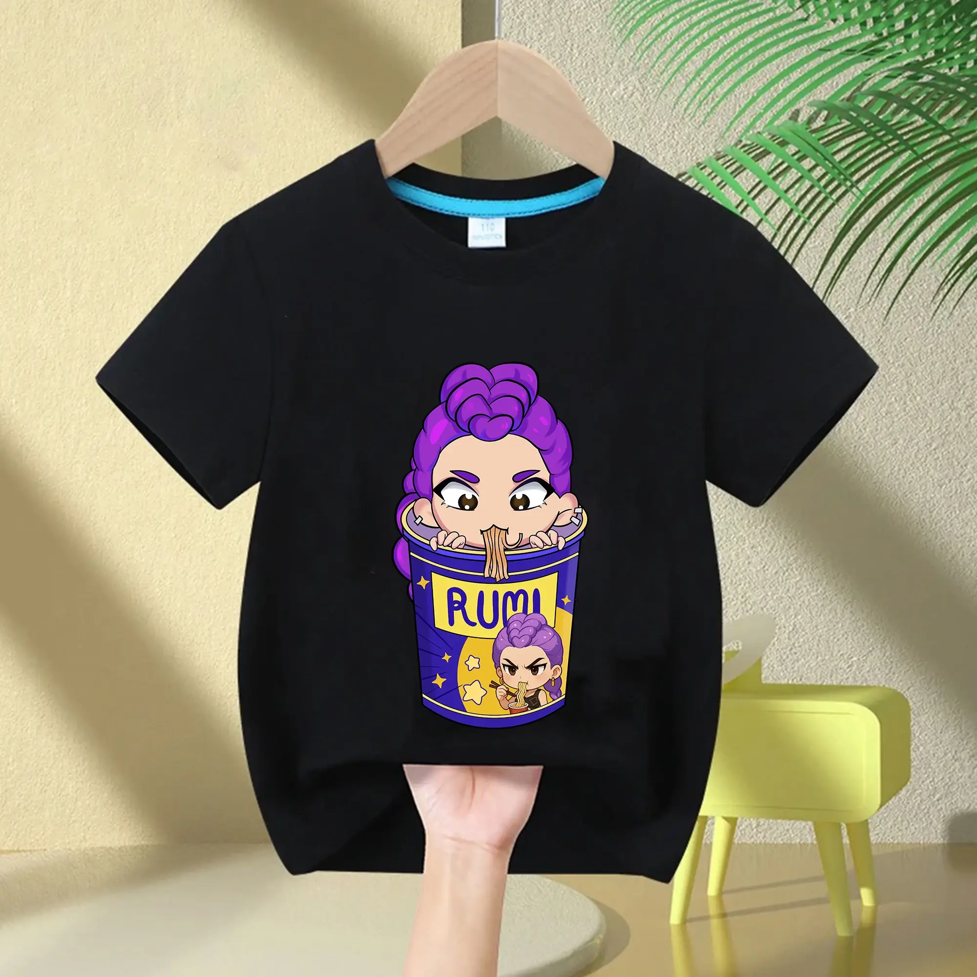 2025 Movie Crew Neck Cartoon Girls Boys Tee Kids Girls T-shirt KPop Demon Hunter