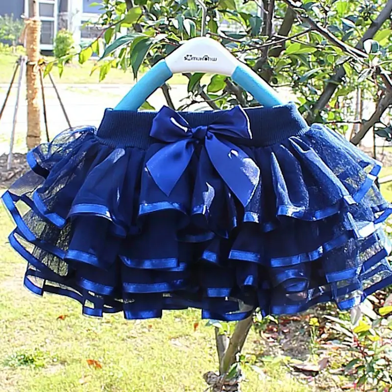 الصورة المصغرة: Baby Girl Tutu Mini Skirt Kids Princess Rainbow Pettiskirts Bow Dresses Girls Ba