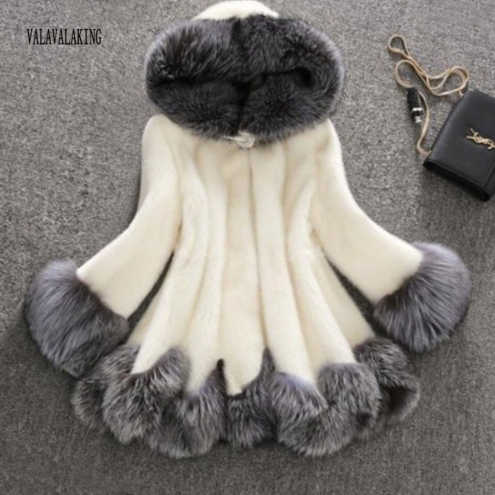 2025 Women Winter Plus Size Thick Furry Faux Fur Coat Female Hooded Long Sleeve
