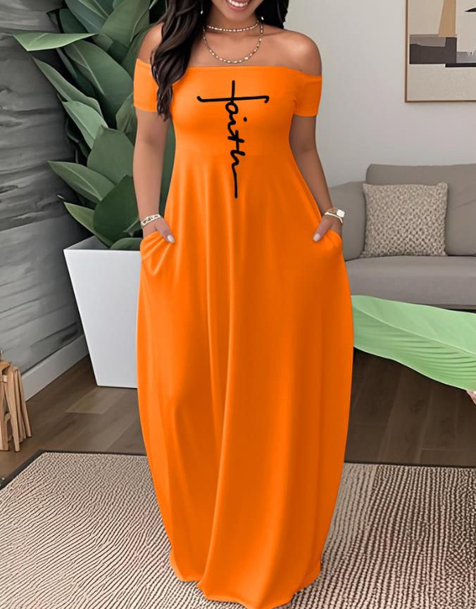 Thumbnail: Elegant Woman Dresses Leopard Print Letter Print One shou Sleeveless Long Pajama