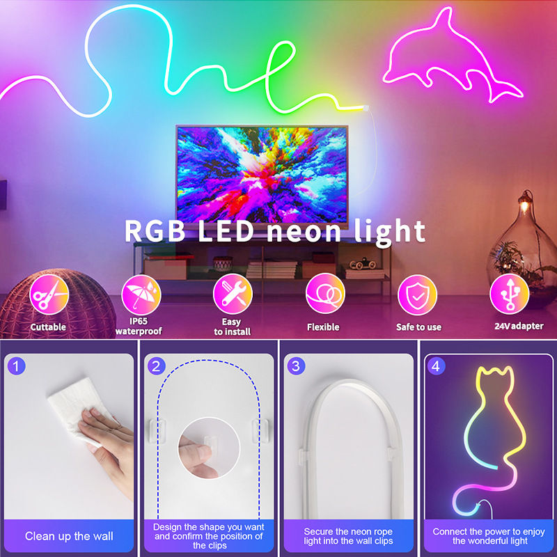 Thumbnail: 5-20M RGBIC LED Neon Rope Lights Music Sync App/Remote Control Flexible Silicone