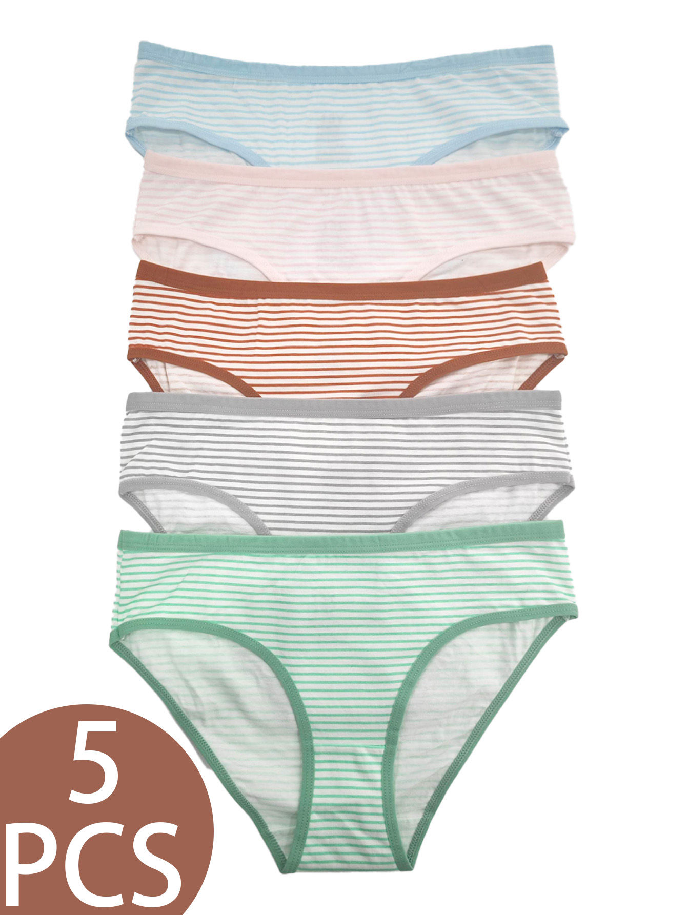 5-Pack Comfortable Mid-to-Large Triangle Underwear for Girls Aged 13-16 Breathab