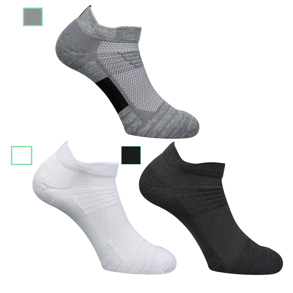 Thumbnail: 3 Pairs Men's Cycling Sport Socks Basketball Running Compression Ankle Sock Blac