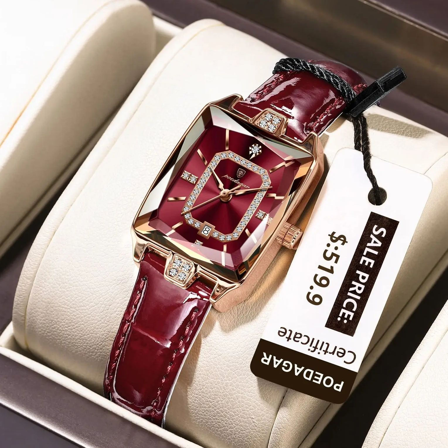 POEDAGAR Luxury High Quality Women Wristwatch Waterproof Date Rectangle Watch Fo