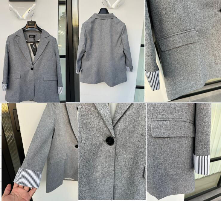 الصورة المصغرة: Ladies Long Sleeve Spring Casual Blazer 2023 New Fashion Business Plaid Suits Wo