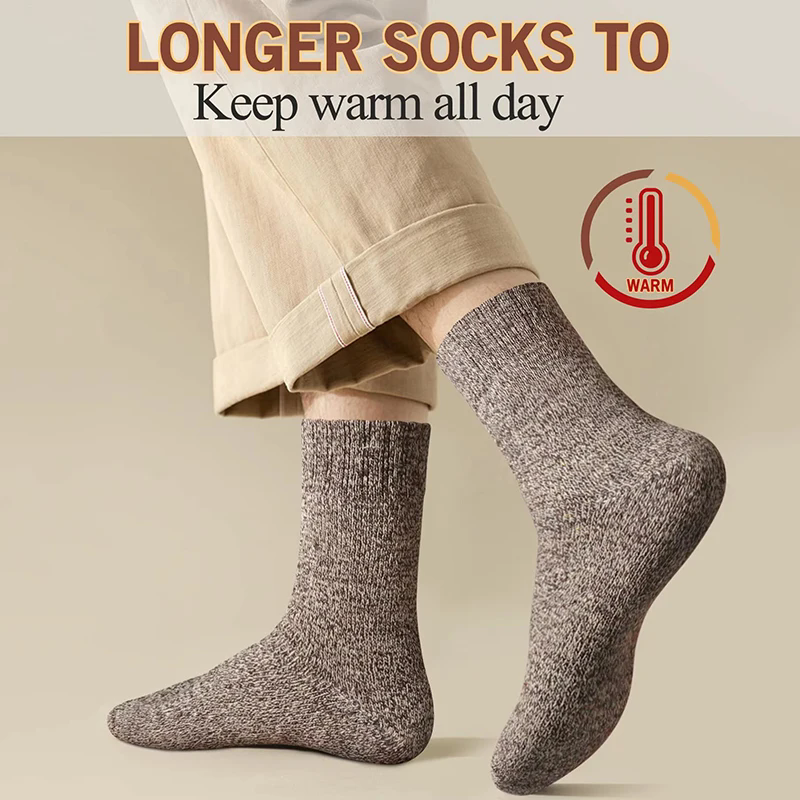 Thumbnail: 3 Pairs Winter Warm Thick Towel bottom Man Socks Wool Male Socks Slipper Socks M