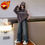 Thumbnail: Girls' 2025 New Spring/Autumn Winter Fleece-Lined Color-Block Ribbon Trim Crewne