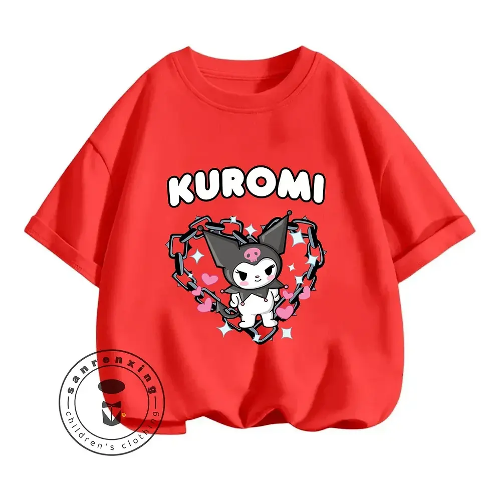 الصورة المصغرة: Cartoon Kuromi New Pure Cotton Summer T-shirt Suitable for 3-14 Years Old Boys G