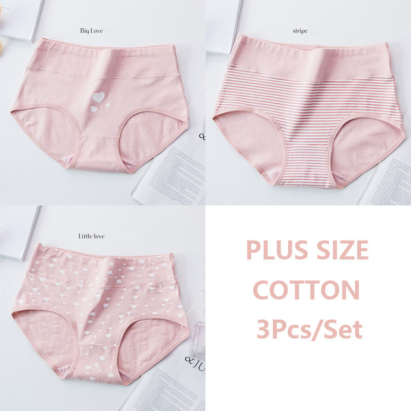 الصورة المصغرة: 3Pcs High Waist Cotton Women's Panties Body Slimming Underwear Fashion Print Gir