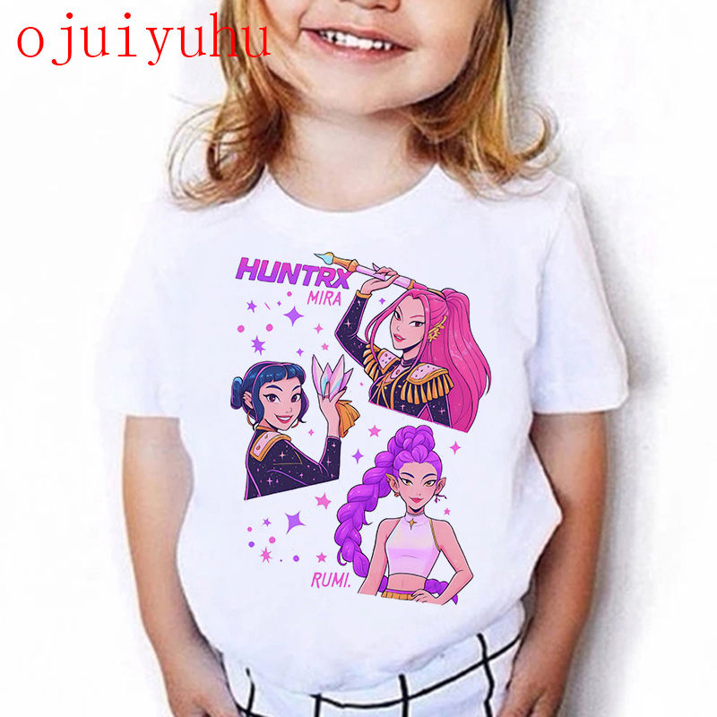 الصورة المصغرة: Kawaii Hip Hop Children Kids T-shirt KPop Demon Hunters Funny Fans Tshirt KPop D