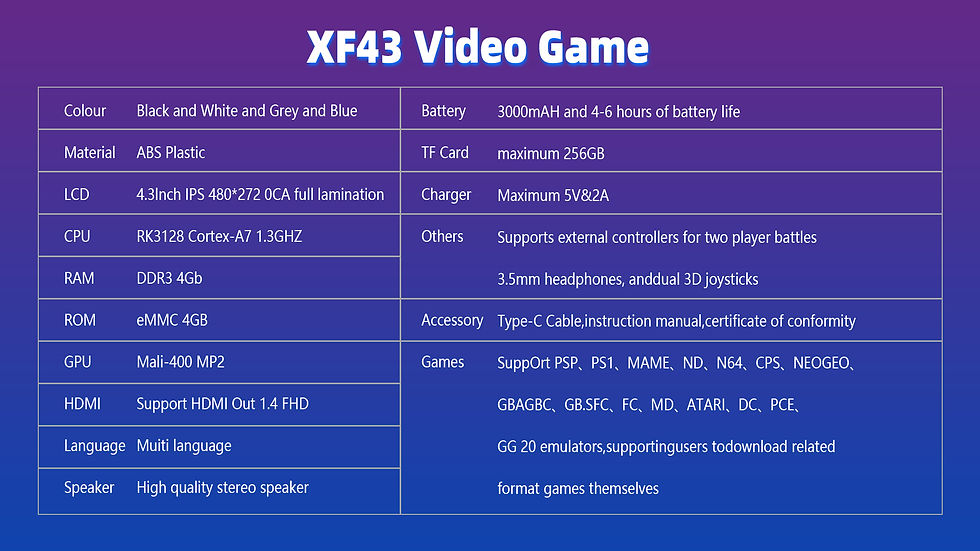 Thumbnail: AISLPC XF43 Retro Handheld Game Console 4.3 inch Linux System Gaming Players Por