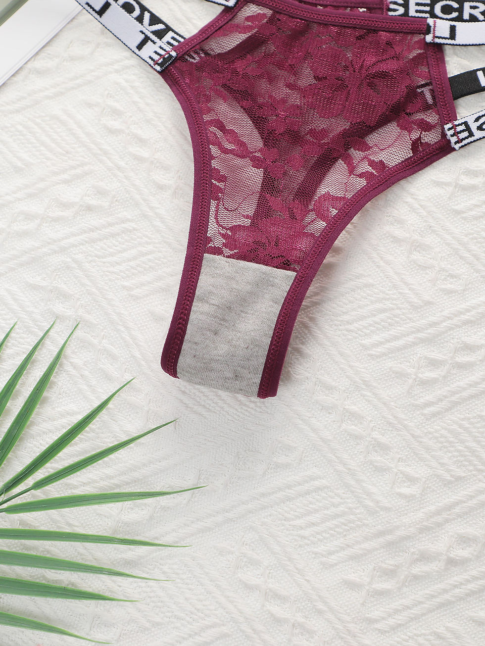 الصورة المصغرة: 4 pieces of multi colored mother belt hollow out sexy lace low waisted thong hip
