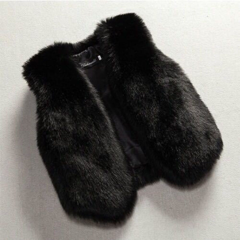 الصورة المصغرة: OLEKID 2025 Autumn Winter Faux Fur Vest For Girls Toddler Girls Sleeveless Jacke