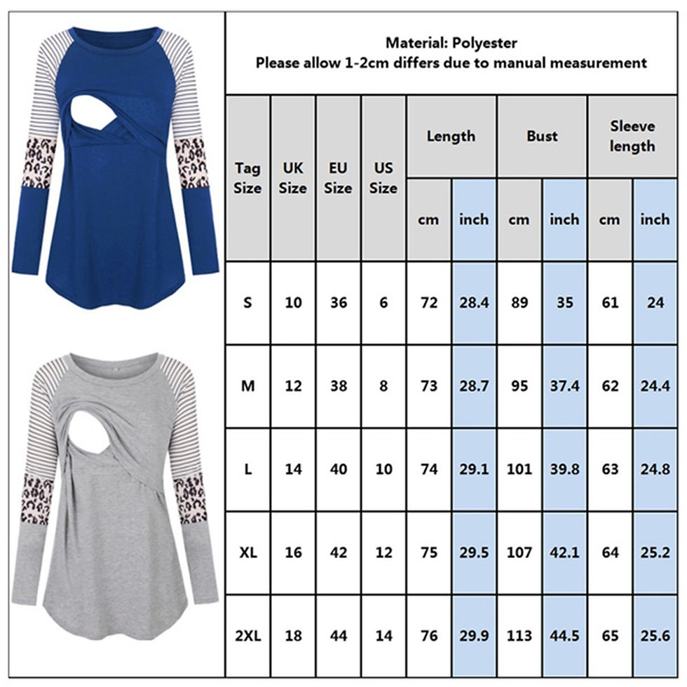 Thumbnail: Women Maternity Long Sleeve Nursing Patchwork Color Tops Breastfeeding Blouse