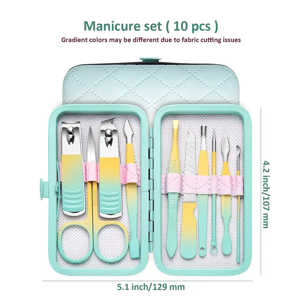 Thumbnail: Ouriner 7/10/12/18pcs Manicure Set Pedicure Sets Nail Clipper Stainless Steel Pr
