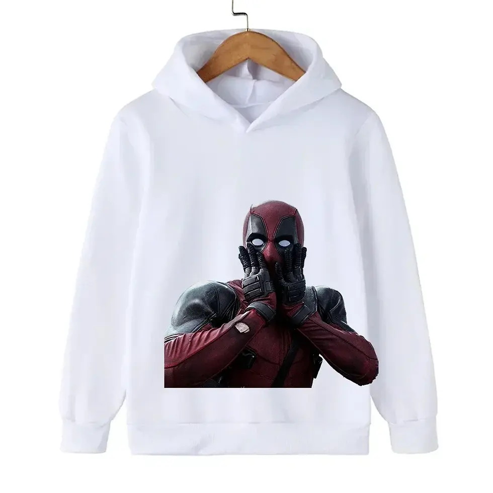 الصورة المصغرة: New Hot sales Autumn Marvel Deadpool Children's Boy Girl Hooded Hoodie Baby Kid 