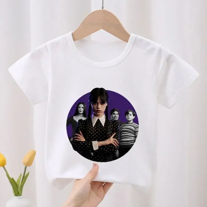 الصورة المصغرة: Summer Wednesday Cosplay Kid Cotton T-shirt Fashion Children Clothes Baby Tee To