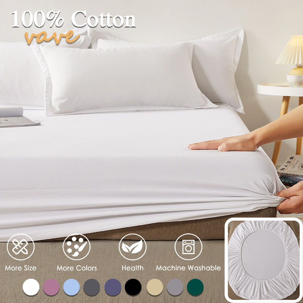 100% Cotton Fitted Sheet with Elastic Bands Non Slip Adjustable Mattress Covers