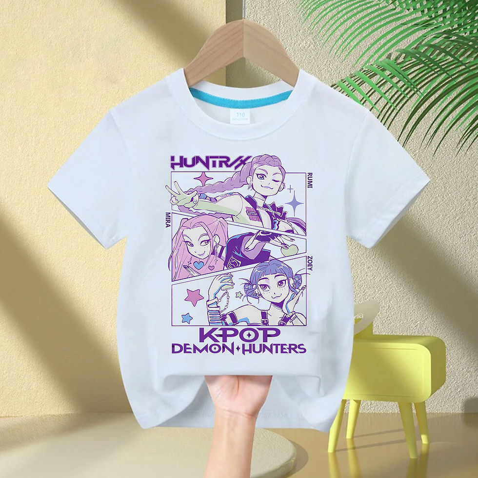 الصورة المصغرة: Kids T-Shirt KPop Demon Hunter Cotton Fashion Casual Top 2025 Movie Crew Neck Ca