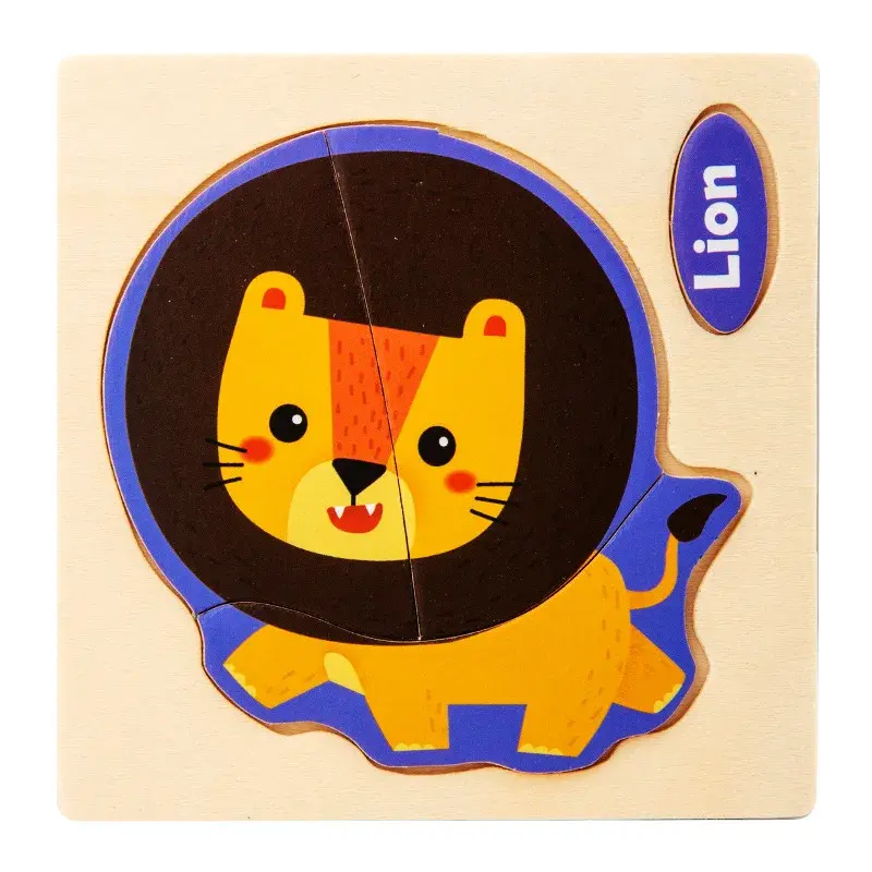 الصورة المصغرة: 3D Wooden Puzzle Jigsaw Toys For Children Wood 3d Cartoon Animal Puzzles Intelli