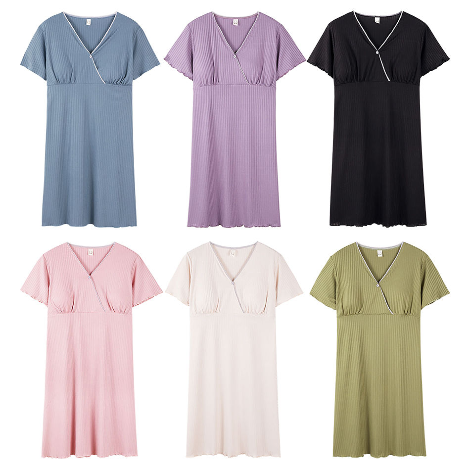 Women Plus Size Sleepwear with Detachable Padded Short Sleeves Lounge Nightgown