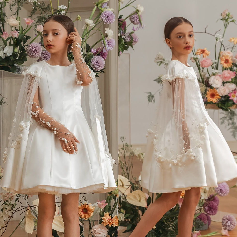 الصورة المصغرة: Short Flower Girl Dresses For Wedding Customized White Floral Baby Girl's Birthd