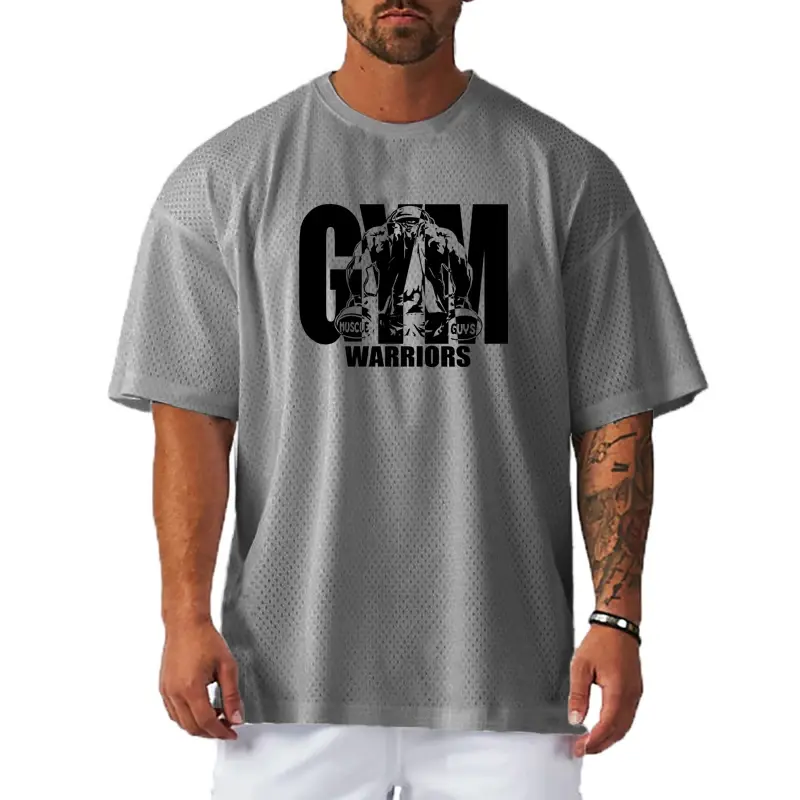 Thumbnail: Oversized Loose Mesh Quick Dry Running T-Shirts Mens Gym Bodybuilding Fitness Sh