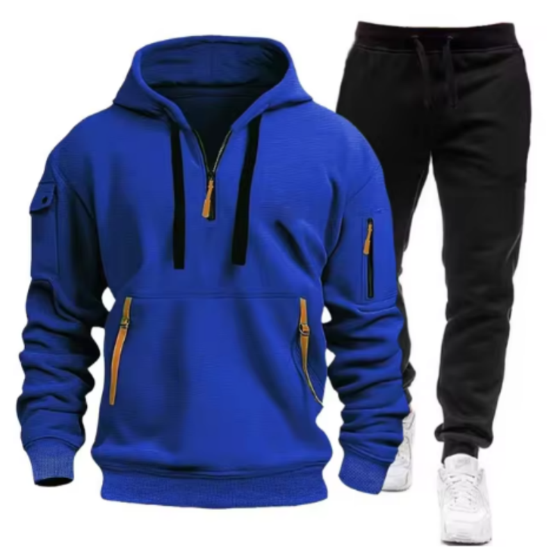 Thumbnail: Men Tracksuit Casual Joggers Hooded Sportswear Jackets And Pants 2 Piece Sets Hi