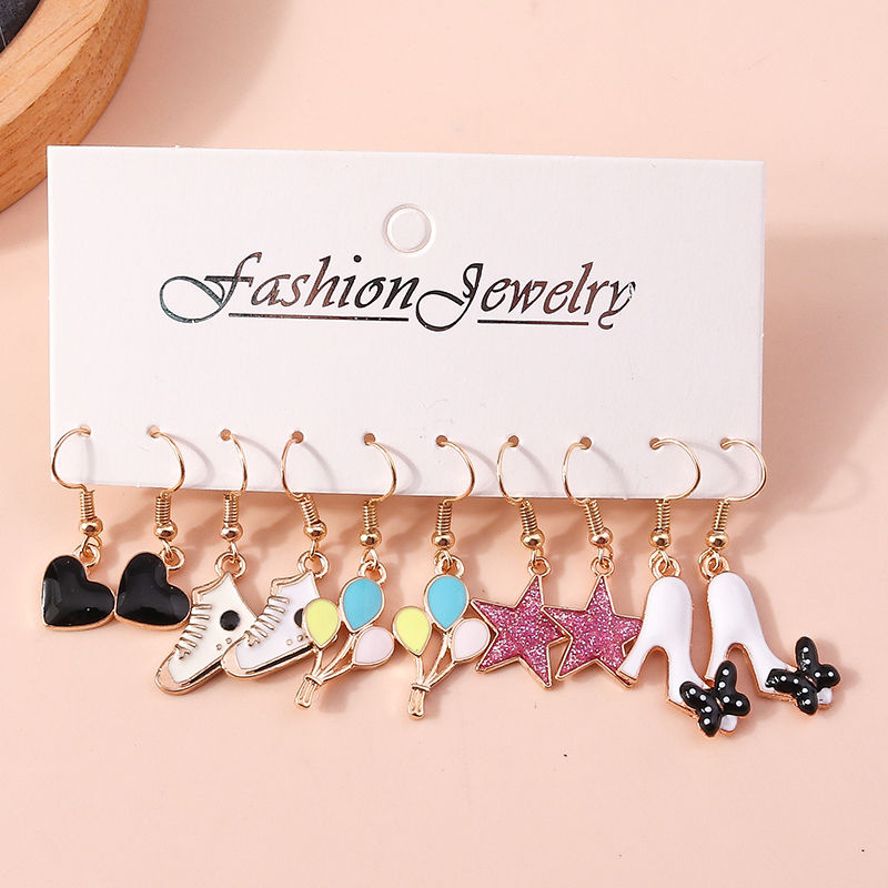 الصورة المصغرة: Cute Enamel Love Heart Drop Earrings for Women Girls Animal Flower Butterfly Ear