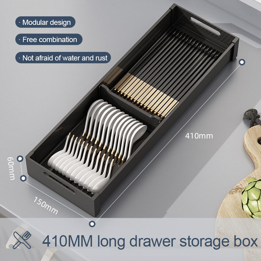 Thumbnail: Kitchen Adjustable Dish Rack Under Cabinet Drawer Spoon Chopstick Storage Holder