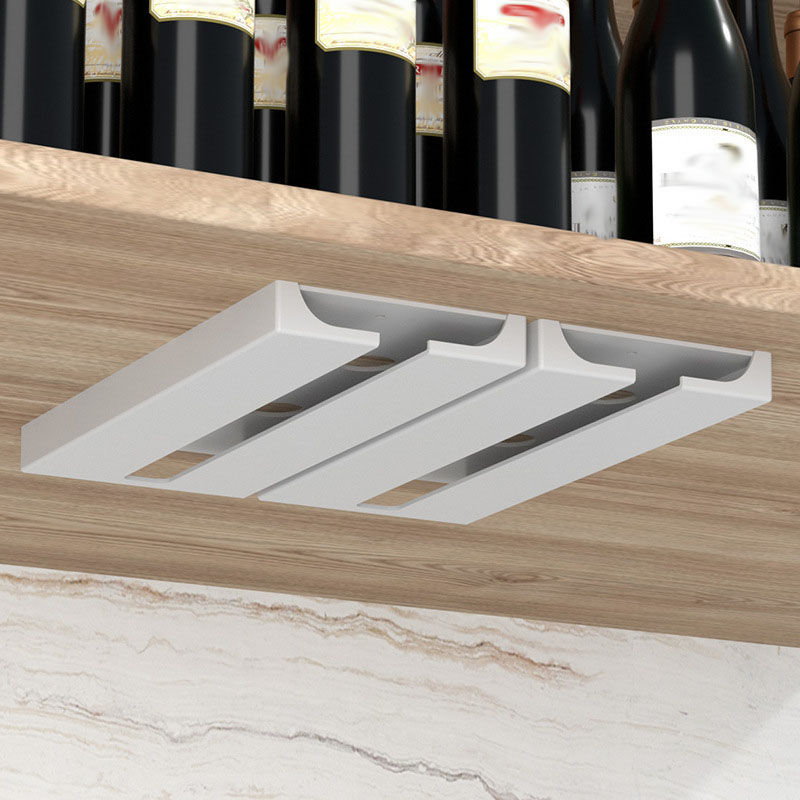 Thumbnail: No Tools Stemware Wall Display - Reinforced Plastic Cup Holder for Kitchen/Bar, 