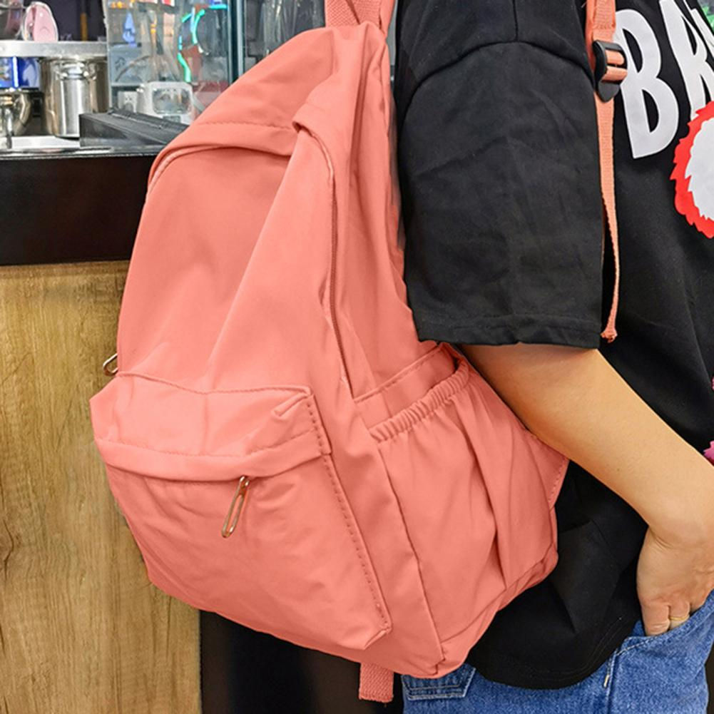 Waterproof Nylon Students Backpack Large Capacity Solid Color Ultra-light Casual