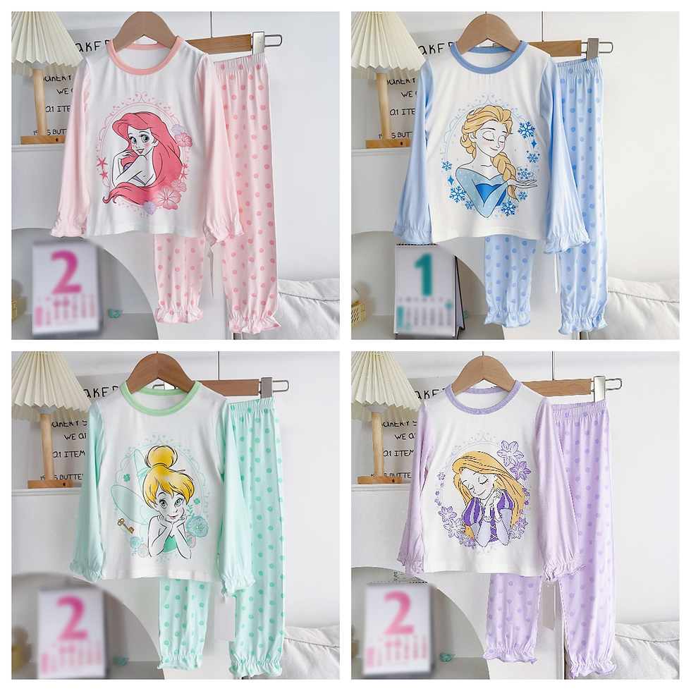 Hot Spring Autumn Long sleeved Kid's suit Princess Tinker Bell Mermaid Sleepwear