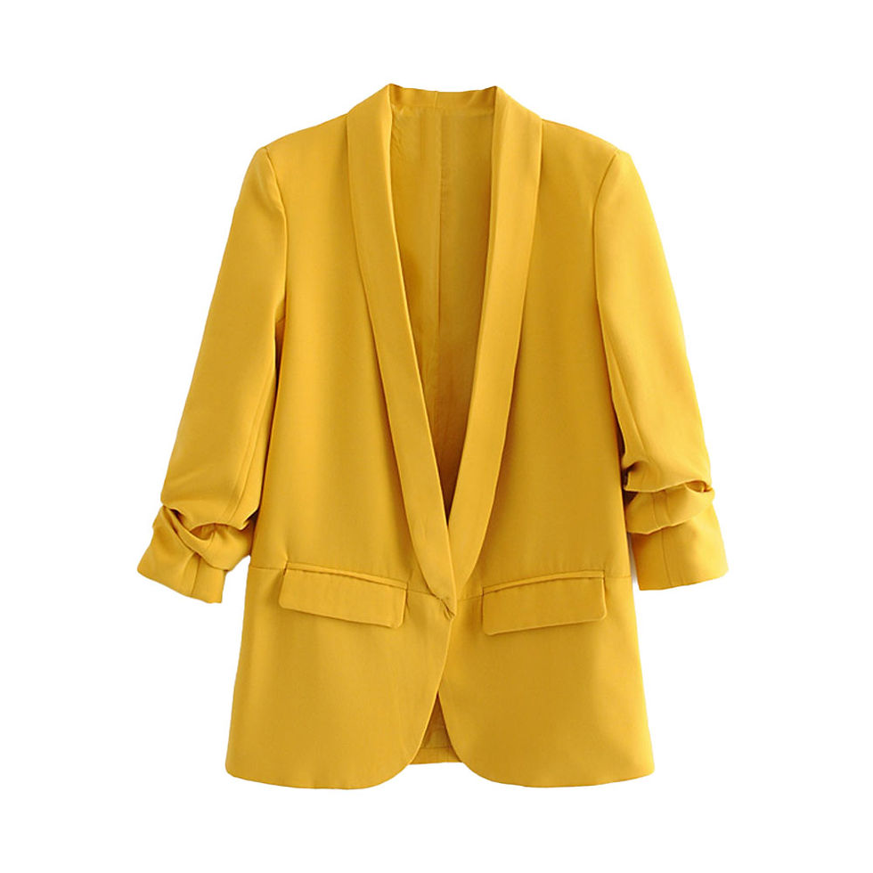 الصورة المصغرة: TRZA Women Fashion Office Wear Open Blazer Coat Vintage Long Pleated Sleeves Fla