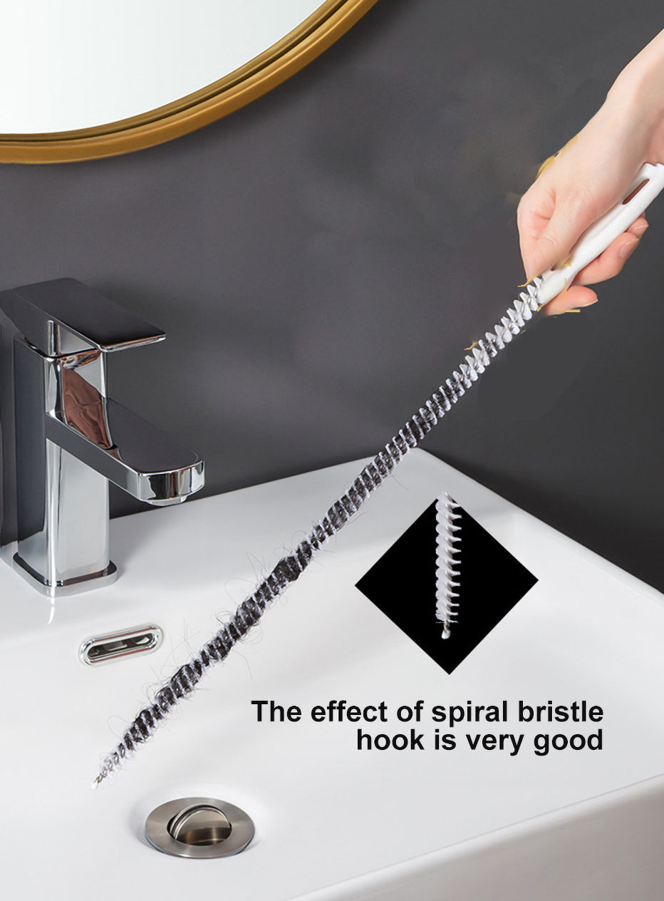 الصورة المصغرة: 1/2pcs Super long Pipe Dredging Brush Bathroom Hair Sewer Sink Cleaning Brush Fl