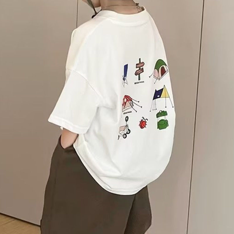 الصورة المصغرة: Summer Children's T-shirts, Cartoon Characters, Boys And Girls, Loose Crewnecks,