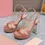 Thumbnail: Women Open Toe Rhinestone High Heels Sandals Satin Waterproof Platform Sandalias