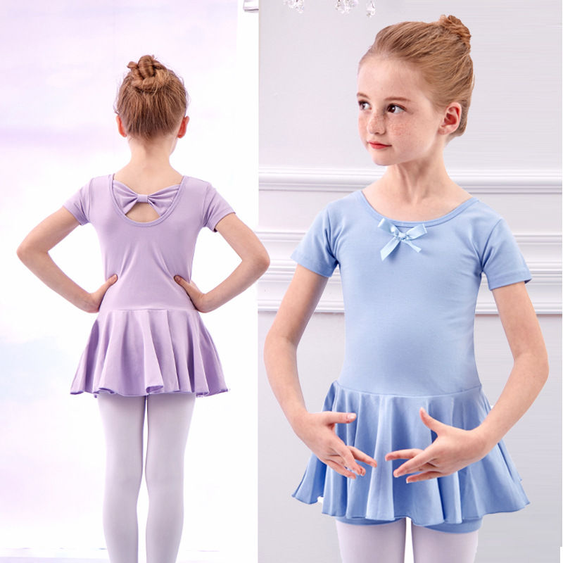 الصورة المصغرة: Summer Girls' Split Ballet Dress Set - Short Sleeve Dancewear for Toddlers & Gra