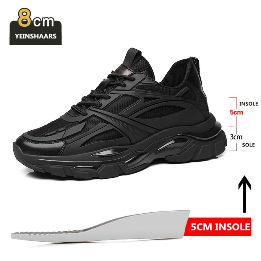 Thumbnail: Winter Chunky Heightening Sneakers Man Genuine Leather Mesh Elevator Shoes Warm 