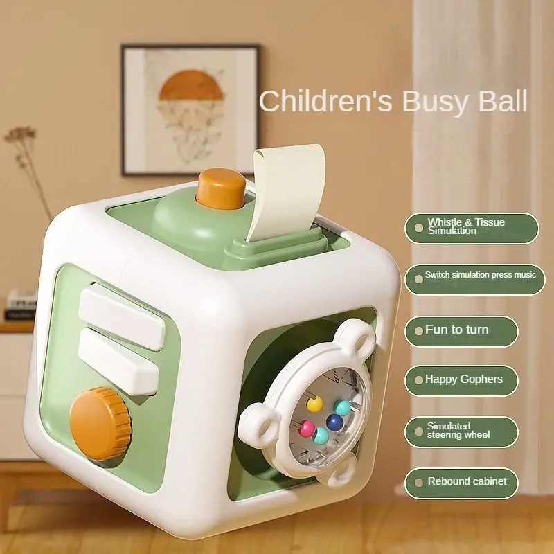 الصورة المصغرة: 6 in 1 Montessori Educational Toys Sensory Busy Board Baby Practice Skills Drawe