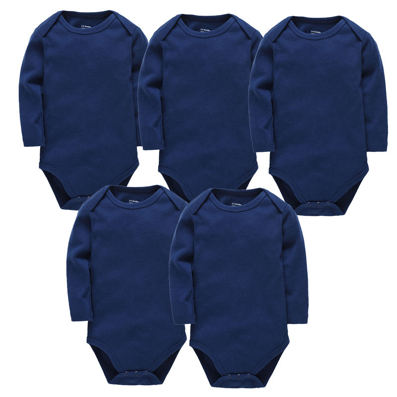 الصورة المصغرة: 5Pcs Set KAVKAS Baby Clothing Rompers Boys 100% Cotton Plain Bodysuit Girls Blan