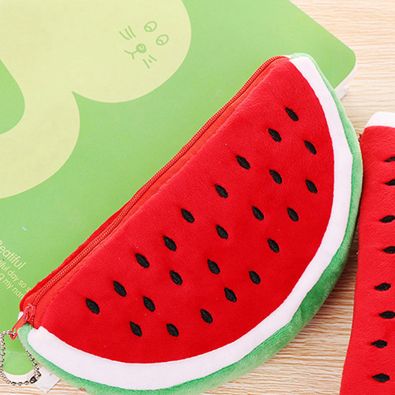 الصورة المصغرة: Creative Watermelon Plush Pencil Case Kawaii Pencilcase School Pen Case Bag Supp